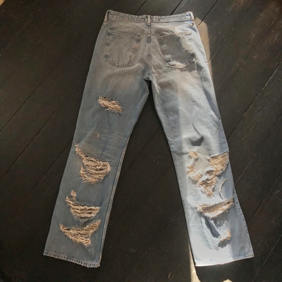 Zara NWT Y2K Back Ripped TRF Grunge Relaxed-Cut Boyfriend Mid-Rise Jeans Size 10 - Picture 7 of 14